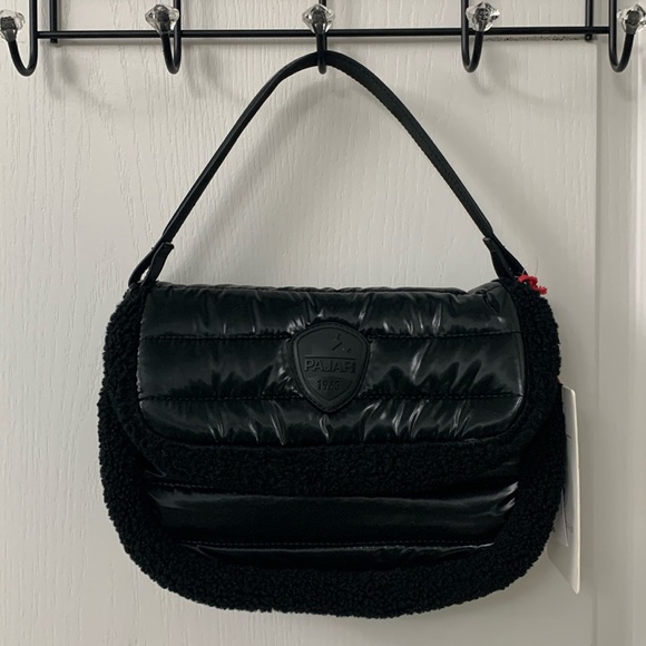 Pajar Quilted Puffer Crossbody Bag with Black Sherpa Border - Picture 5 of 17